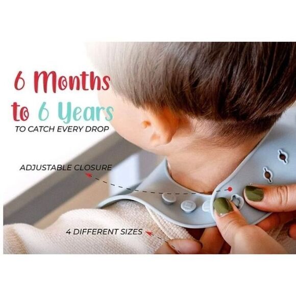 NWT Baby Wiggle Set Of 3 Unisex Silicone Bibs With Food Pouch/Catcher - Picture 7 of 9